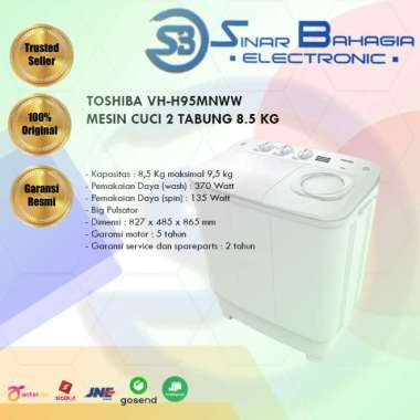 TOSHIBA VH-H95MNWW MESIN CUCI 2 TABUNG 8.5 KG (NEW) ( KHUSUS BANDUNG) Bandung