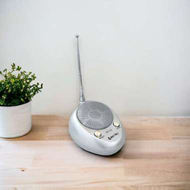 Bison Radio Mini FM Auto Scan Portable Radio BS40 Warna Silver Free Baterai