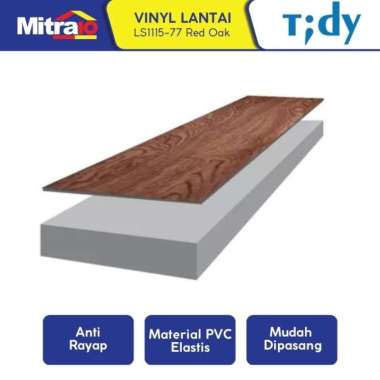 Tidy Vinyl Lantai Motif Kayu LS1115-77 Red Oak 90x15 Cm Coklat -