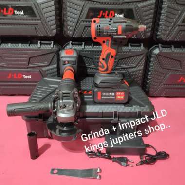 Combo IMPACT WRENCH + GRINDA BATRE 4IN merk JLD atau HUJIA cordless bor buka tutup baut impect impek