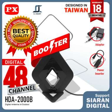 Antena TV Digital Analog DVB-T2 4k High Gain 25-Db PX HDA-2000B