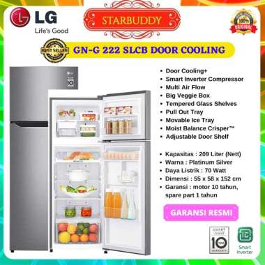 KULKAS LG GN-G222SLCB, 222 SLCB 2 PINTU INVERTER LINEAR