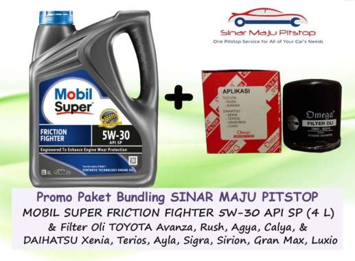 Paket Oli MOBIL SUPER FRICTION FIGHTER 5W-30 API SP Original 4 Liter & Filter Oli DAIHATSU XENIA & D