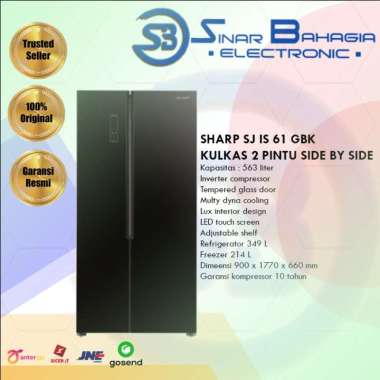 SHARP SJ IS 61 GBK KULKAS 2 PINTU SIDE BY SIDE (NEW) (KHUSUS BANDUNG) Unit Only Hitam Bandung