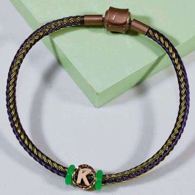 Gelang Tali Insial Huruf K Bulat Elegant Emas asli