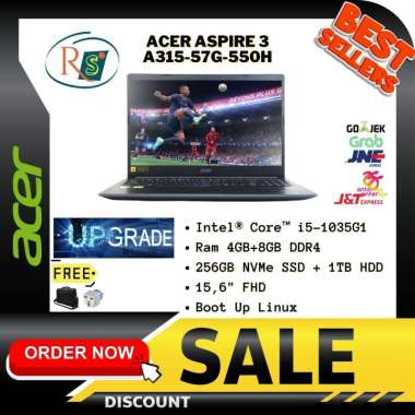 Laptop Acer Aspire 3 A315-57G-550H with Intel Core i5-1035G1 4C/8T - NVIDIA GeForce MX330 - Black R