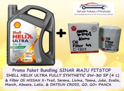 Paket Bundling Oli Mobil SHELL HELIX HX8 5W-30 SN PLUS Original 4 Liter & Filter Oli NISSAN LIVINA &