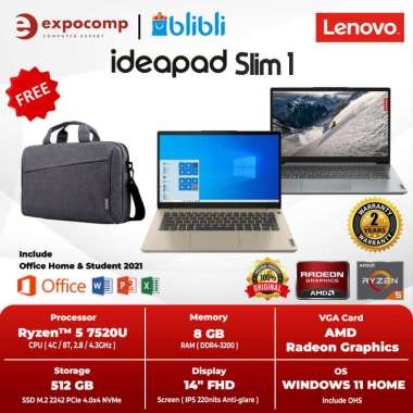 LENOVO IDEAPAD SLIM 1 14AMN7 RYZEN 5 7520U 8GB 512GB W11+OHS SAND