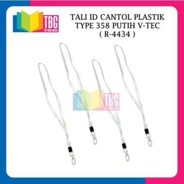 1 PCS TALI ID NYLON CANTOL PLASTIK / GANTUNGAN ID CARD / TALI ID CARD 358 PUTIH V-TEC