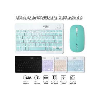 Goto Moka Keyboard Mouse Set Wireless Laptop Komputer Portable BLUE