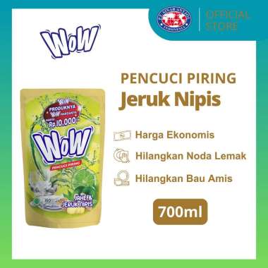 WOW Dishwash Lime + Ginger 700ml Sabun Cair Pencuci Piring (JAHE) BDG