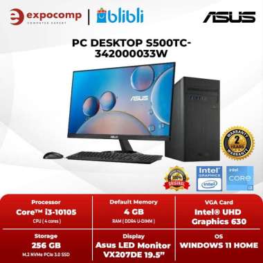 ASUS PC DESKTOP S500TC-342000033W BLACK CORE i3-10105 4GB 256GB W11