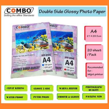 Kertas Foto A4 2 sisi Glossy / Double Side Glossy Photo Paper A4 150Gr Combo