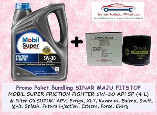 Paket Oli MOBIL SUPER FRICTION FIGHTER 5W-30 SP Original 4 Liter & Filter Oli SUZUKI FUTURA INJECTIO