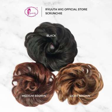 Ryuuta Wig Scrunchie Hairpiece Extension Wig Karet Messy Bun Blonde
