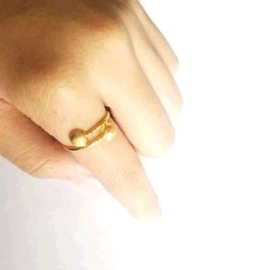 Cincin Tali Bulat Cristal Bola Pasir Mewah Elegant Hadiah Ulang Tahun Emas Asli