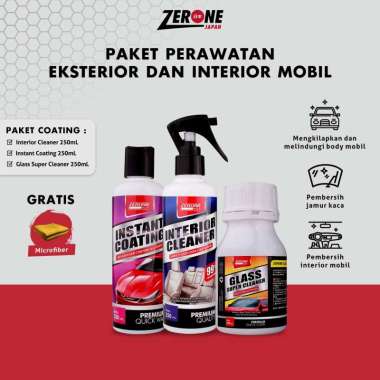 Paket Pembersih Eksterior Zerone Japan Pembersih Mobil Instan Coating Interior Glass