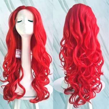 Ryuuta Wig Lace Front Wig Lurus Gelombang Panjang Red Merah 70 cm Elza