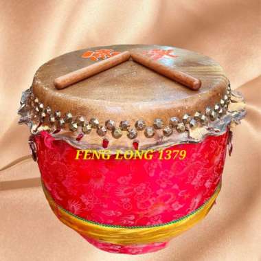 Tambur / Gendang Import China 52cm Asli Kulit Barongsai Merah