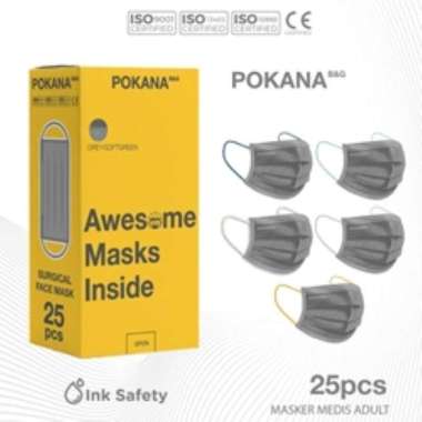 POKANA B&G 4-ply Earloop Surgical Face Masker - Box isi 25s Grey Series GREY GOLD FUSHION