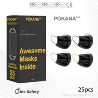 POKANA B&G 4-ply Earloop Surgical Face Masker - Box isi 25s Black Series BLACK GOLD FUSHION