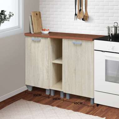 Kitchen Set Bawah Rak Dapur Kayu Modern Minimalis - Denver - Bawah 20 CM Toptable Brown