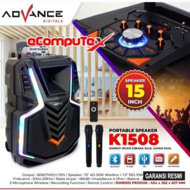 SPEAKER KARAOKE ADVANCE 12" K-1508 SPEAKER BLUETOOTH KARAOKE 12 INCH K1508