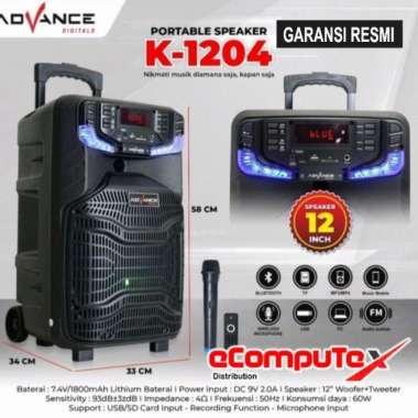 SPEAKER KARAOKE ADVANCE 12" K-1204 SPEAKER BLUETOOTH KARAOKE 12 INCH K1204
