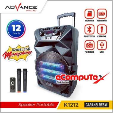 SPEAKER KARAOKE ADVANCE 12" K-1212 SPEAKER BLUETOOTH KARAOKE 12 INCH K1212