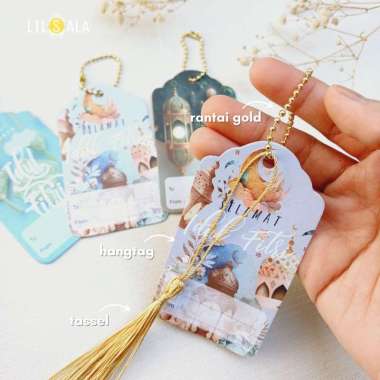 HANG TAG DAN RANTAI GOLD IDUL FITRI MOTIF CANTIK LEBARAN UCAPAN EID Untuk Hampers Lebaran/Ramadhan H