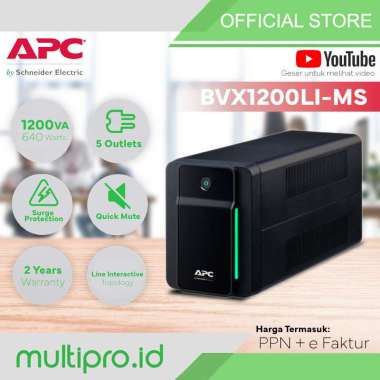 UPS APC Easy UPS BVX 1200VA 650W BVX1200LI-MS 2 Years