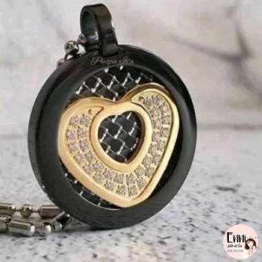 Kalung Kesehatan Aura Heart Black Crystal Original MCI MGI