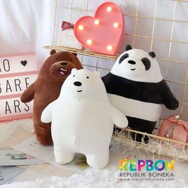 BONEKA WE BARE BEARS PANDA ICE BEAR GRIZZLY BERUANG KUTUB POLAR BEAR ICE BEAR 28CM