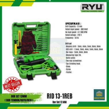 Bor Ryu 13mm 1 set RID13-1REB+Bor set 13mm murah ryu