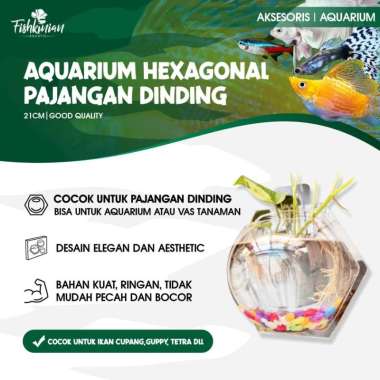 AQUARIUM AKRILIK DINDING HEXAGONAL 21CM