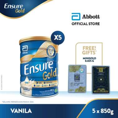 Ensure Gold HMB Vanila 850 g - Nutrisi Dewasa Rendah Laktosa - 5 pcs - FREE GIFT