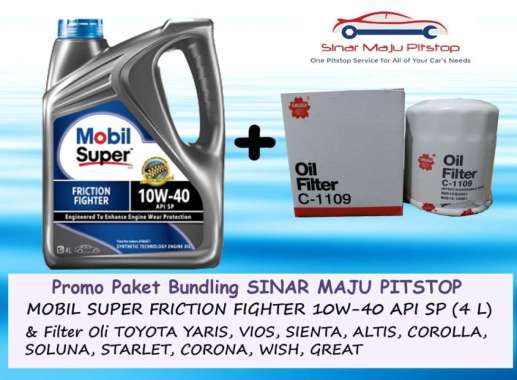 Paket Bundling Oli EXXON MOBIL SUPER FRICTION FIGHTER 10W-40 SP Original 4 Liter & Filter Oli Mobil