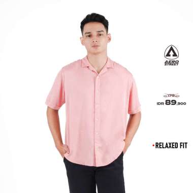 Aerostreet Kemeja Rayon Marva Pink Hawai Polos Cerah Pria Wanita QABAA M