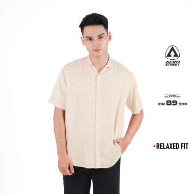 Aerostreet Kemeja Rayon Marva Krem Hawai Polos Cerah Pria Wanita QABAA XXL