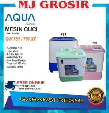 MESIN CUCI AQUA JAPAN QW781XT 7KG 2 TABUNG 781XT 7 KG 781 HIJAB SERIES -