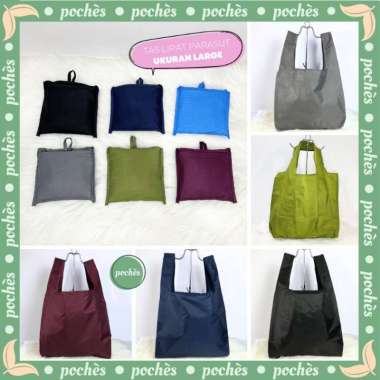 TAS BELANJA LIPAT PARASUT POLOS 6 WARNA UKURAN JUMBO Black