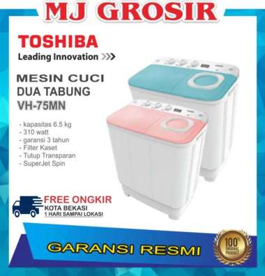 MESIN CUCI TOSHIBA VH 75 MN 6,5KG 2 TABUNG 75MN 6,5 KG LOW WATT JEPANG -