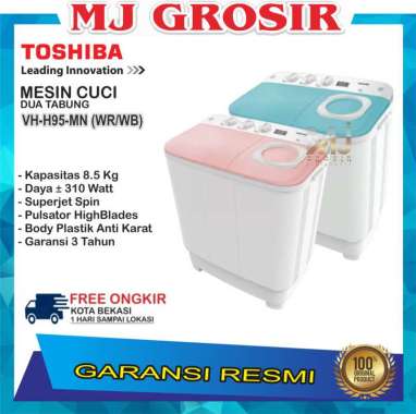 MESIN CUCI TOSHIBA VH 95 MN 8,5KG 2 TABUNG 95MN 8,5 KG LOW WATT JEPANG -