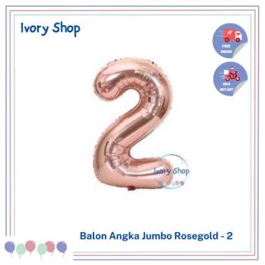 Balon Foil Angka Jumbo Rose Gold Ukuran 80Cm / Rosegold 2
