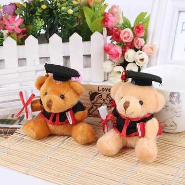 Gantungan Kunci Boneka Wisuda Beruang Kecil 9 Cm Souvenir Graduation coklat