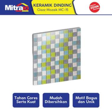 Zehn Keramik Dinding Dapur Glass Mozaik MC-15 30x30 Cm Biru-Putih-Hijau