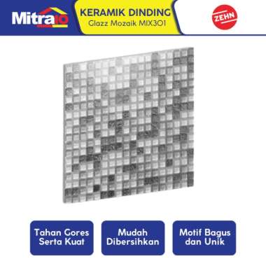 Zehn Keramik Dinding Dapur Glass Mozaik RBL-MIX301 30x30 Cm Abu