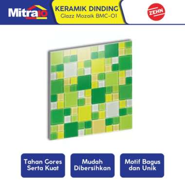 Zehn Keramik Dinding Dapur Glass Mozaik BMC-01 30x30 Cm Hijau-Kuning