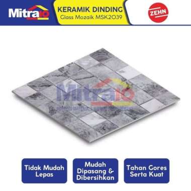 Zehn Keramik Dinding Dapur Glass Mozaik MSK2039 30x30x0.6 Cm Abu
