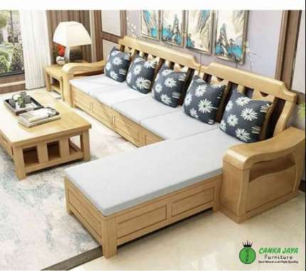 CANKA - Satu Set Kursi Ruang Tamu Minimalis Modern Sudut Sofa Bed